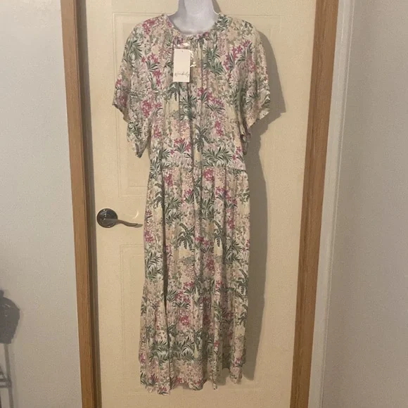 WONDERLY floral linen blend maxi dress 1X - Picture 6 of 12
